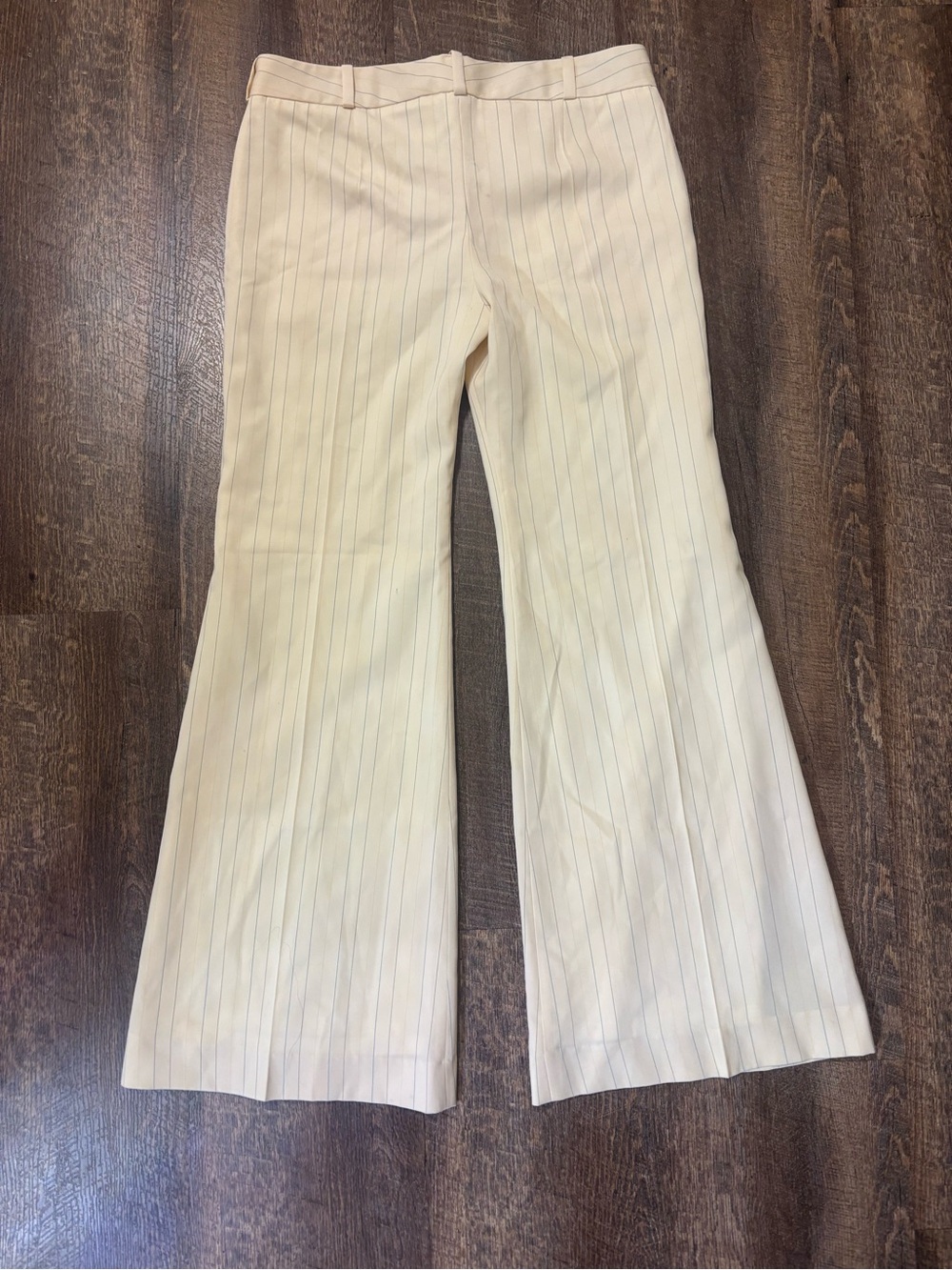 Vintage Chloé Cream Wool Pinstripe Trousers - Picture 3 of 8